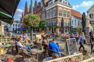 Arnhem City Center Outdoor Cafe Wallpaper