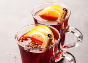 Aromatic Mulled Wine In A Glass Wallpaper