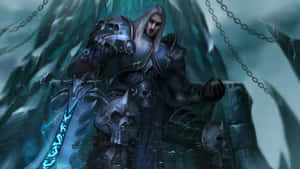 Arthas Menethil Standing In Snow Storm Wallpaper