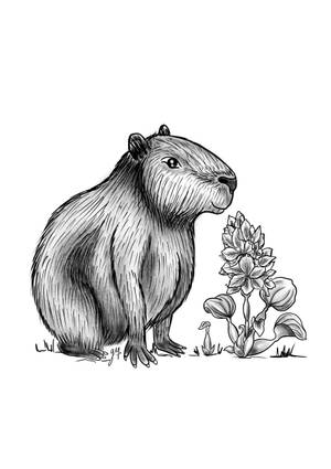 Artistic Capybara Ink Drawing Wallpaper