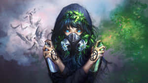 Artistic_ Gas_ Mask_with_ Flowers_and_ Spray_ Paint Wallpaper