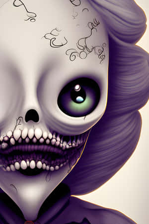 Artistic Purple Skeleton Portrait Wallpaper