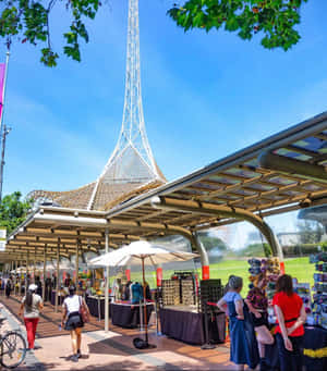 Arts Centre Melbourne Spireand Market Stalls Wallpaper