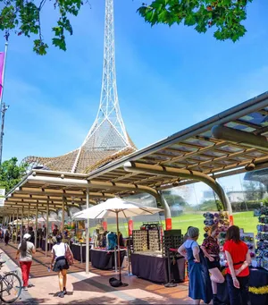 Arts Centre Melbourne Spireand Market Stalls Wallpaper