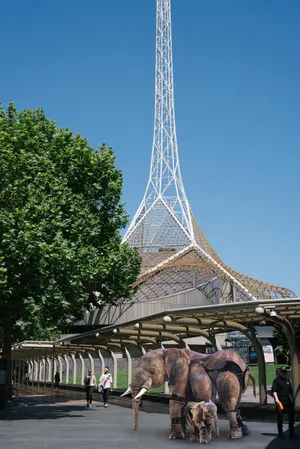 Arts Centre Melbournewith Elephant Statues Wallpaper