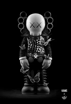 Artwork By Kaws In Black And White Wallpaper