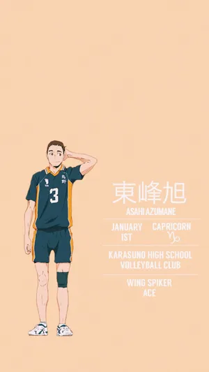 Asahi Azumane Smiling In The Volleyball Court Wallpaper