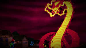 Ash Meets Gigantamax Centiskorch Wallpaper