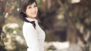 Asian Cute Girl With Black Hair Wallpaper