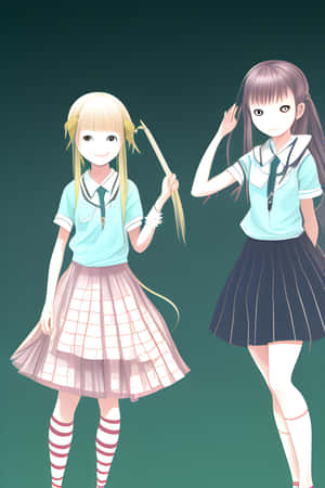 Asobi Asobase Anime Characters Oliviaand Friend Wallpaper