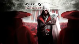 Assassin's Creed Hero Ezio Auditore In Action Wallpaper