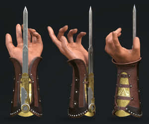 Assassin's Creed Hero Wielding Hidden Blades Wallpaper