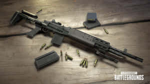 Assault Rifleon Wooden Table P U B G Wallpaper