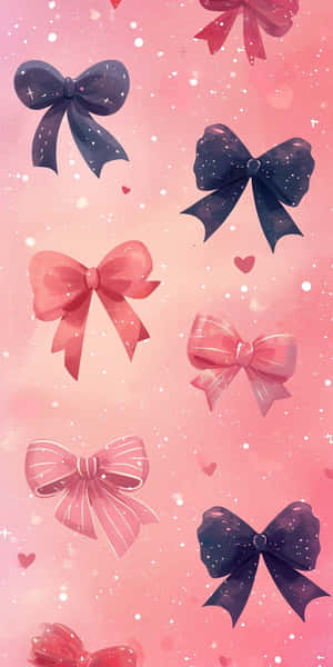 Assorted Pinkand Black Bowson Pink Background Wallpaper