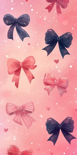 Assorted Pinkand Black Bowson Pink Background Wallpaper