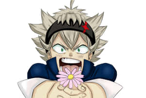 Asta Anime Character Holding Flower Wallpaper