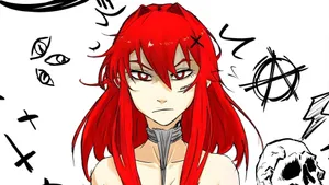 Asteria Red Hair Character Wallpaper