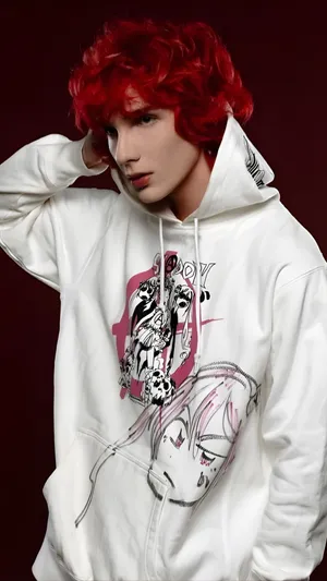 Asteria Red Hair Hoodie Wallpaper