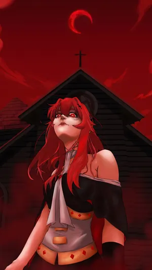 Asteria Red Moon Night Wallpaper