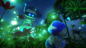 Astro Bot Exploring Lush Forest Wallpaper