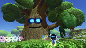 Astro Bot With Friendly Tree Wallpaper