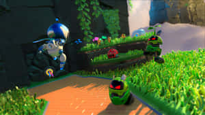 Astro Exploring Robot Garden Wallpaper