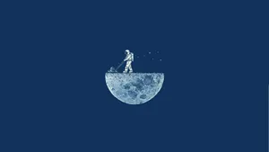 Astronaut Aesthetic Mowing Moon Wallpaper
