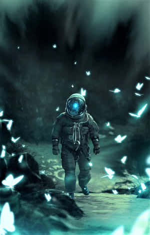 Astronaut_ Amidst_ Butterflies Wallpaper