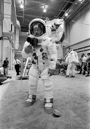 Astronaut Buzz Aldrin Spacesuit Training Wallpaper