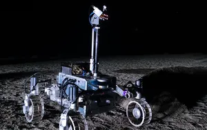 Astronaut Drives Lunar Rover On Moon's Surface Wallpaper