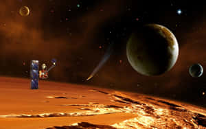 Astronaut Exploring An Alien Planet In The Depths Of Space Wallpaper