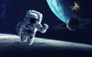 Astronaut Exploring The Outer Space In A Spacewalk Wallpaper
