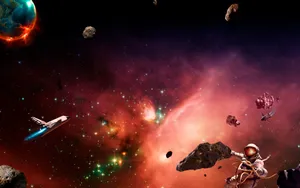 Astronaut Floating In The Cosmic Abyss Wallpaper