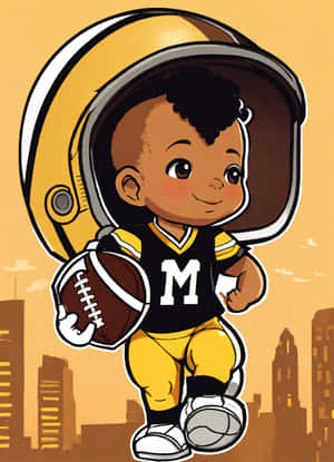 Astronaut Footballer Boy Cartoon Wallpaper