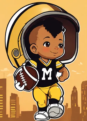 Astronaut Footballer Boy Cartoon Wallpaper