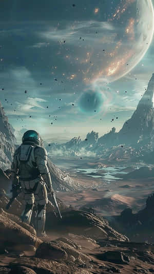 Astronaut_ Gazing_at_ Distant_ Planet Wallpaper