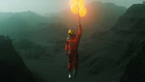 Astronaut Holding Light Flares Wallpaper