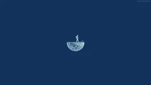 Astronaut Moon Fishing Minimalist Wallpaper Wallpaper