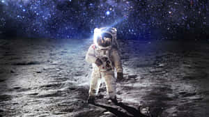 Astronaut Moonwalk Starry Sky Wallpaper