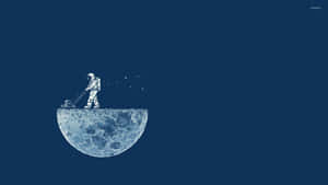 Astronaut Mowingthe Moon Wallpaper