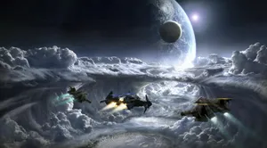 Astronaut On A Space Mission In Distant Stars Wallpaper