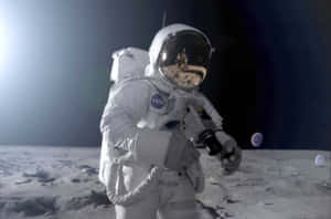 Astronaut_on_ Lunar_ Surface Wallpaper