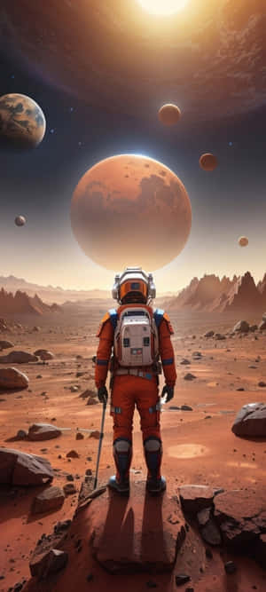 Astronaut_on_ Martian_ Landscape Wallpaper
