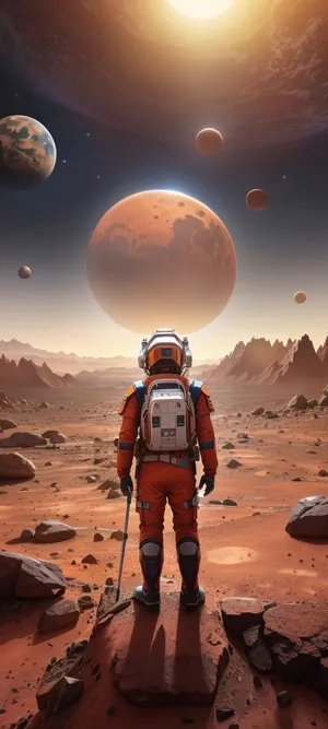 Astronaut_on_ Martian_ Landscape Wallpaper