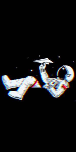 Astronaut Paper Plane Glitch Art Wallpaper