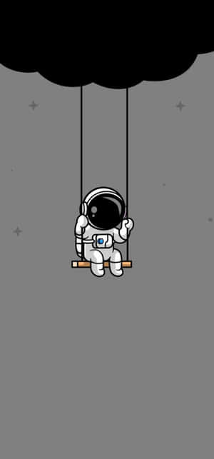 Astronaut Swing Under Clouds Wallpaper