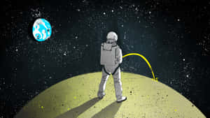 Astronaut Urinating On Moon Wallpaper