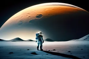 Astronaut Walkingon Alien Planet Surface Wallpaper