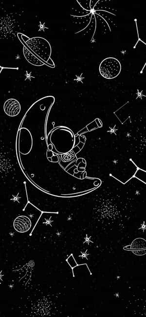 Astronautand Cosmic Elements Illustration Wallpaper