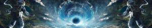 Astronauts Against Huge Black Hole Wallpaper